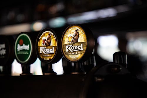 Logos of Beer at Dispenser