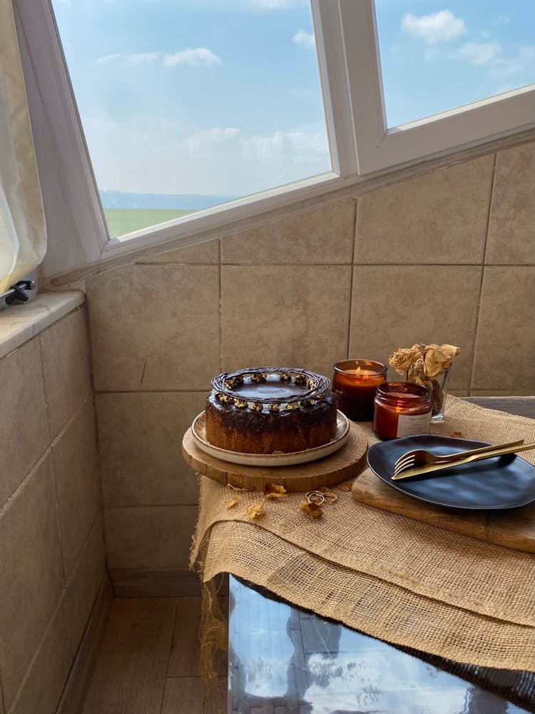 Chocolate Cake On Table