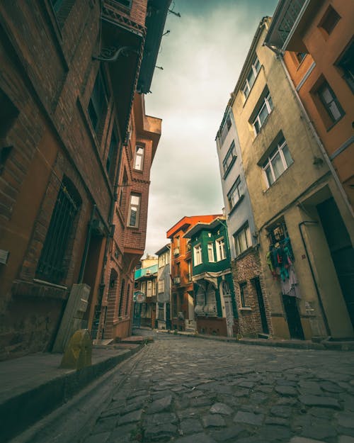 A Cobblestone Alley with Historical Turkish Houses