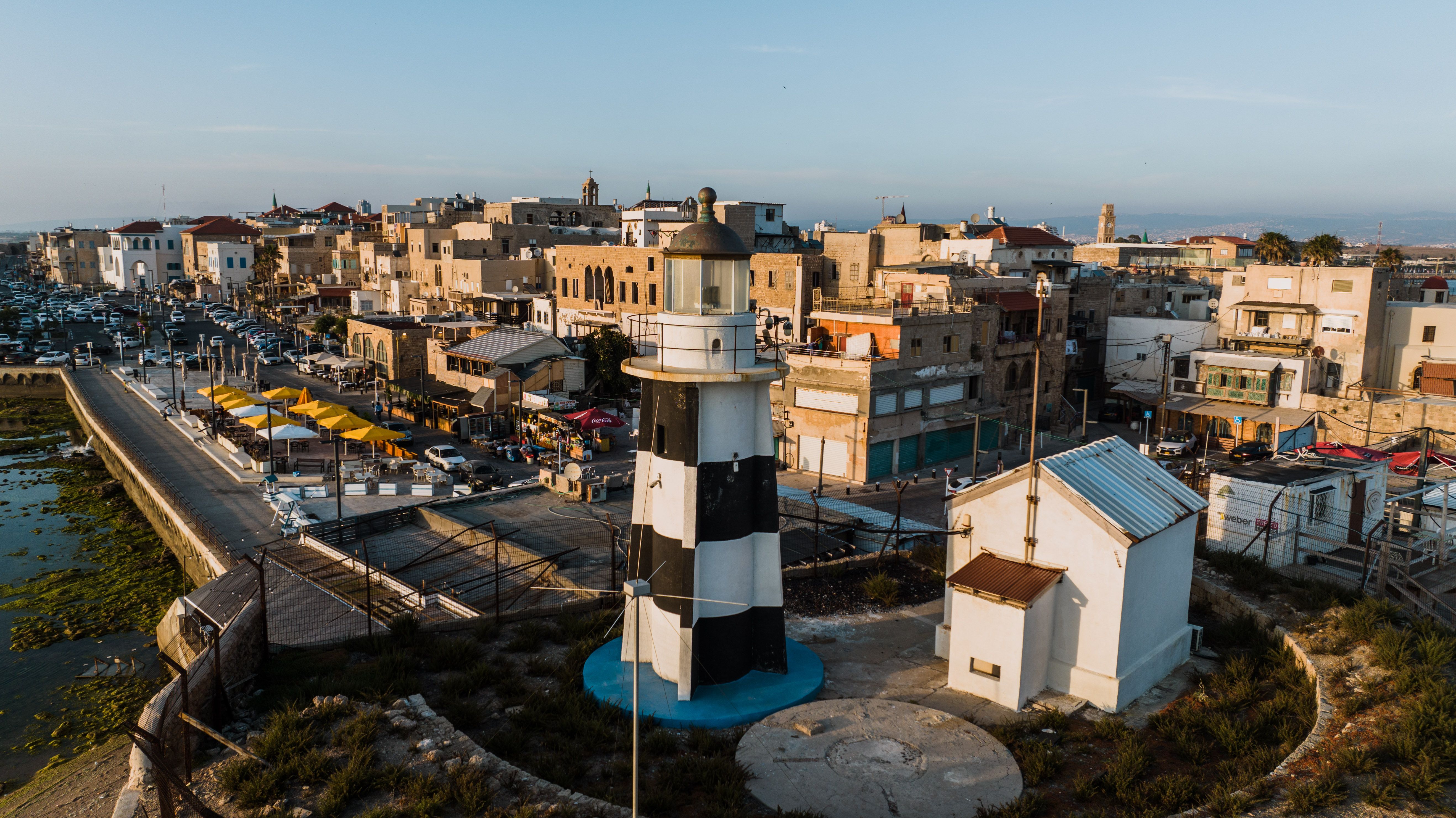 Aerial View of the Lighthouse and Old Town in Acre, Israel · Free Stock ...