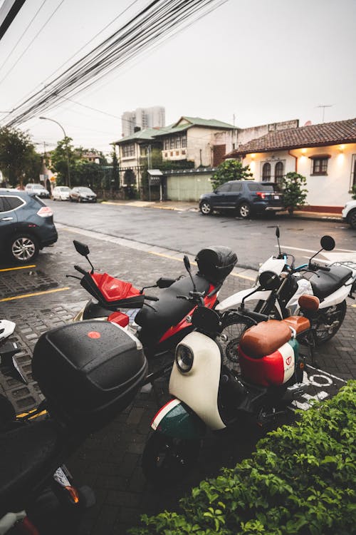 Scooters on Street in Town