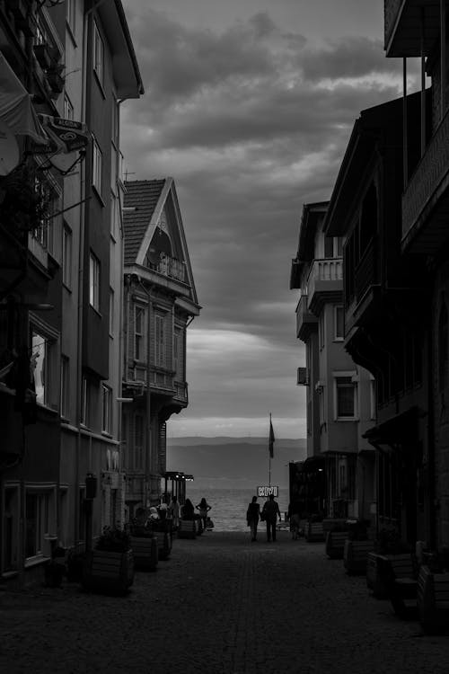 View of an Alley between Houses in a Coastal City 