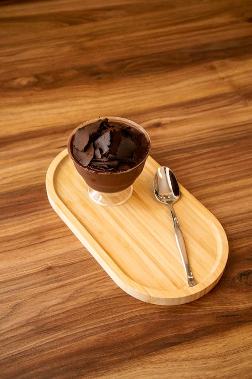 Chocolate Ice Cream Served in a Restaurant
