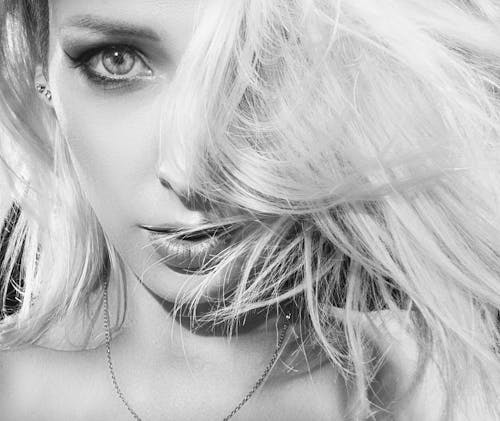 Blonde Model Face in Black and White