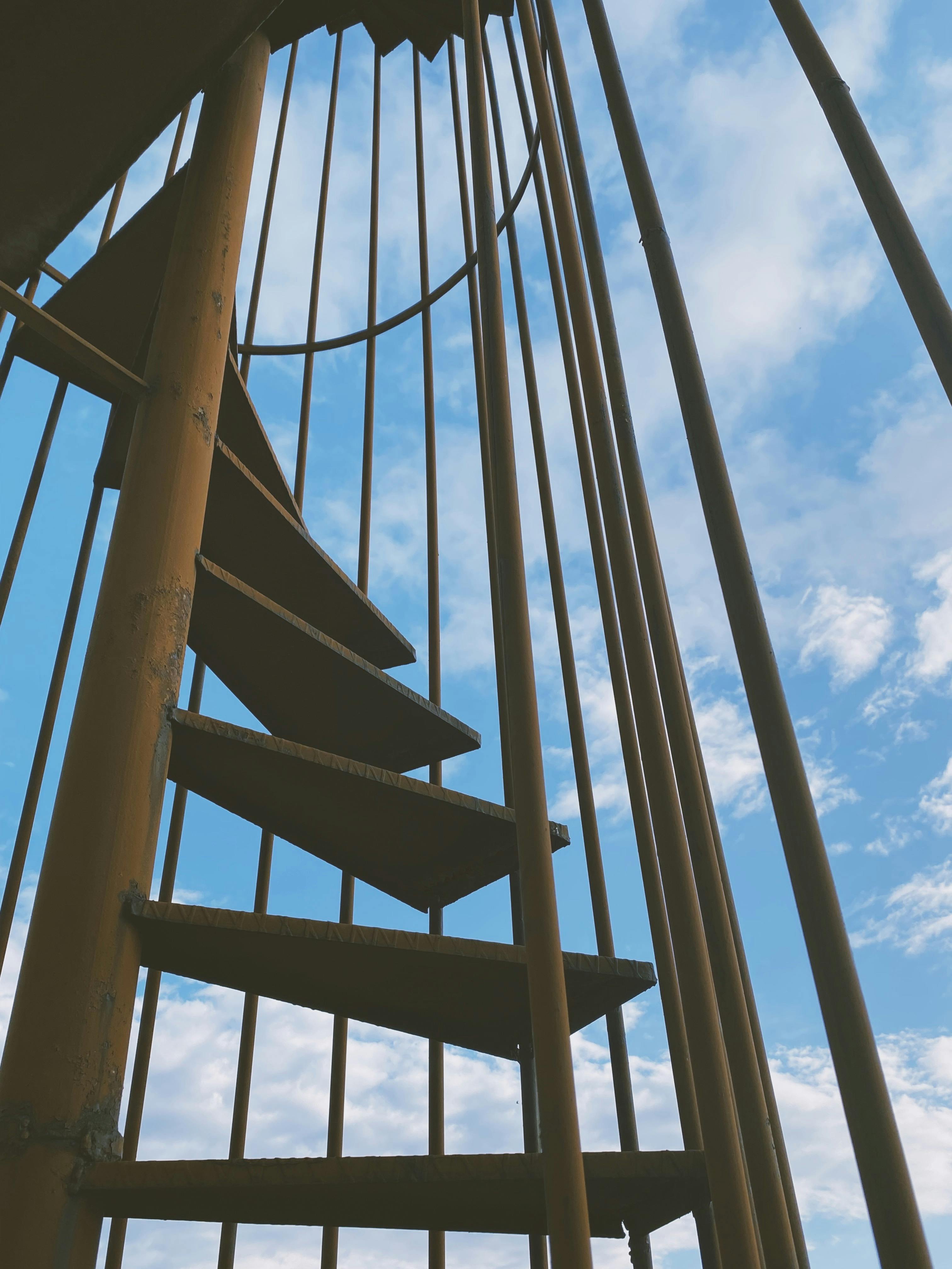 Free Stock Photo of Steep steps down from lookout tower