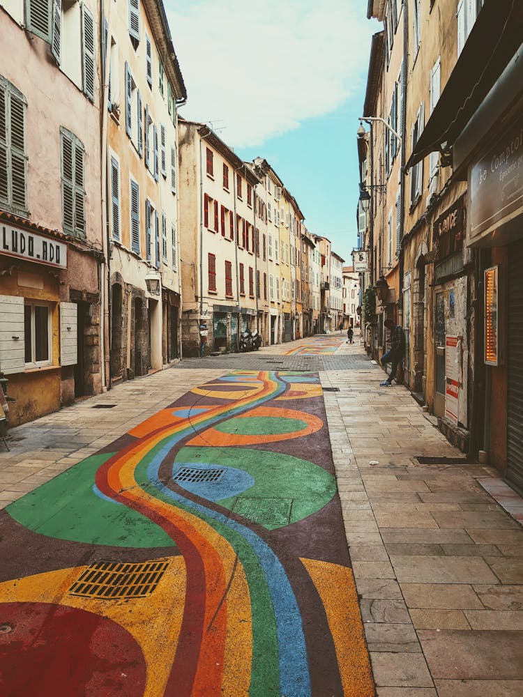 Colorful Pavement In Alley In Draguignan In France