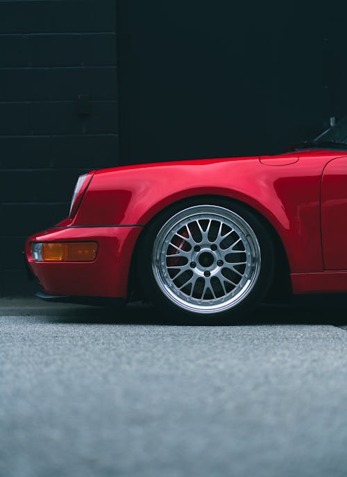 Front of a Classic Red Car 