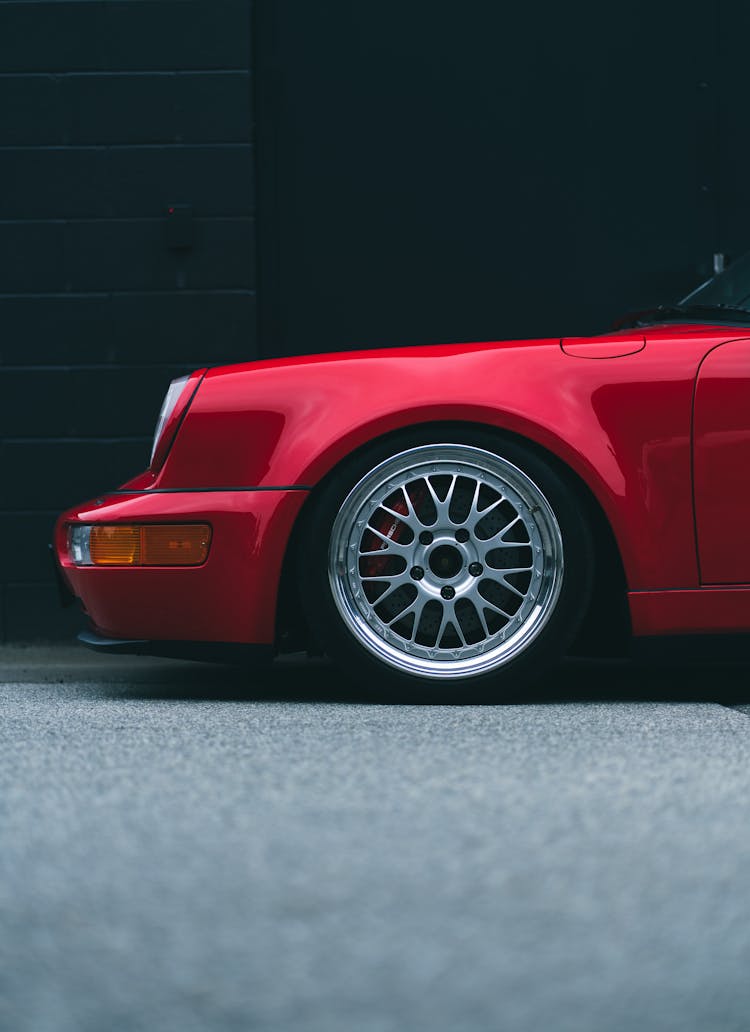 Front Of A Classic Red Car 