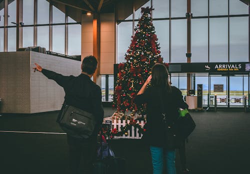 Man and Woman Staring at Christmas Tree