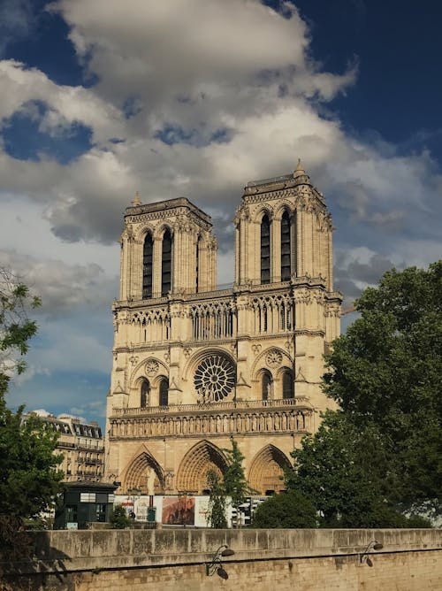 Facade of a Gothic Cathedral with a Rosette