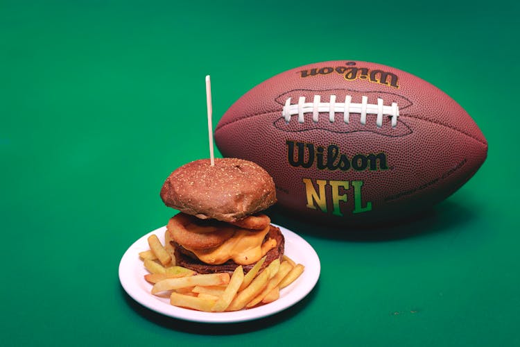 Cheeseburger And Football Ball