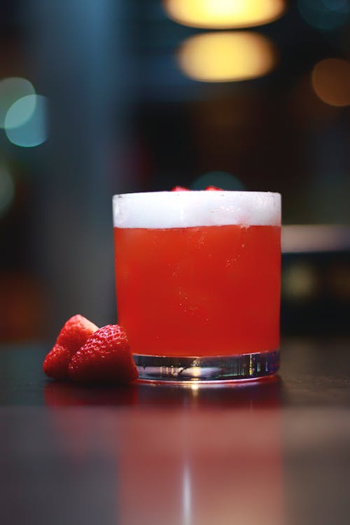 Strawberry Cocktail in a Whiskey Glass