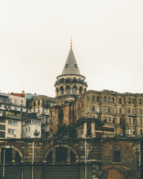 Galata Tower Observation Deck Above the Buildings of Beyoglu Istanbul