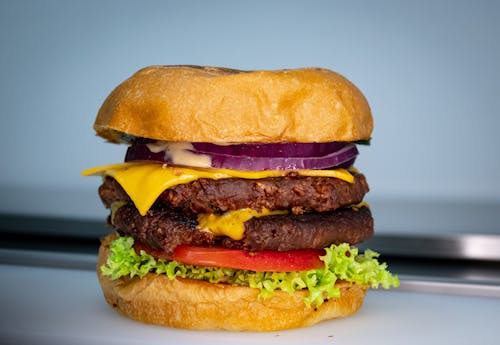 Double Cheeseburger with Red Onion