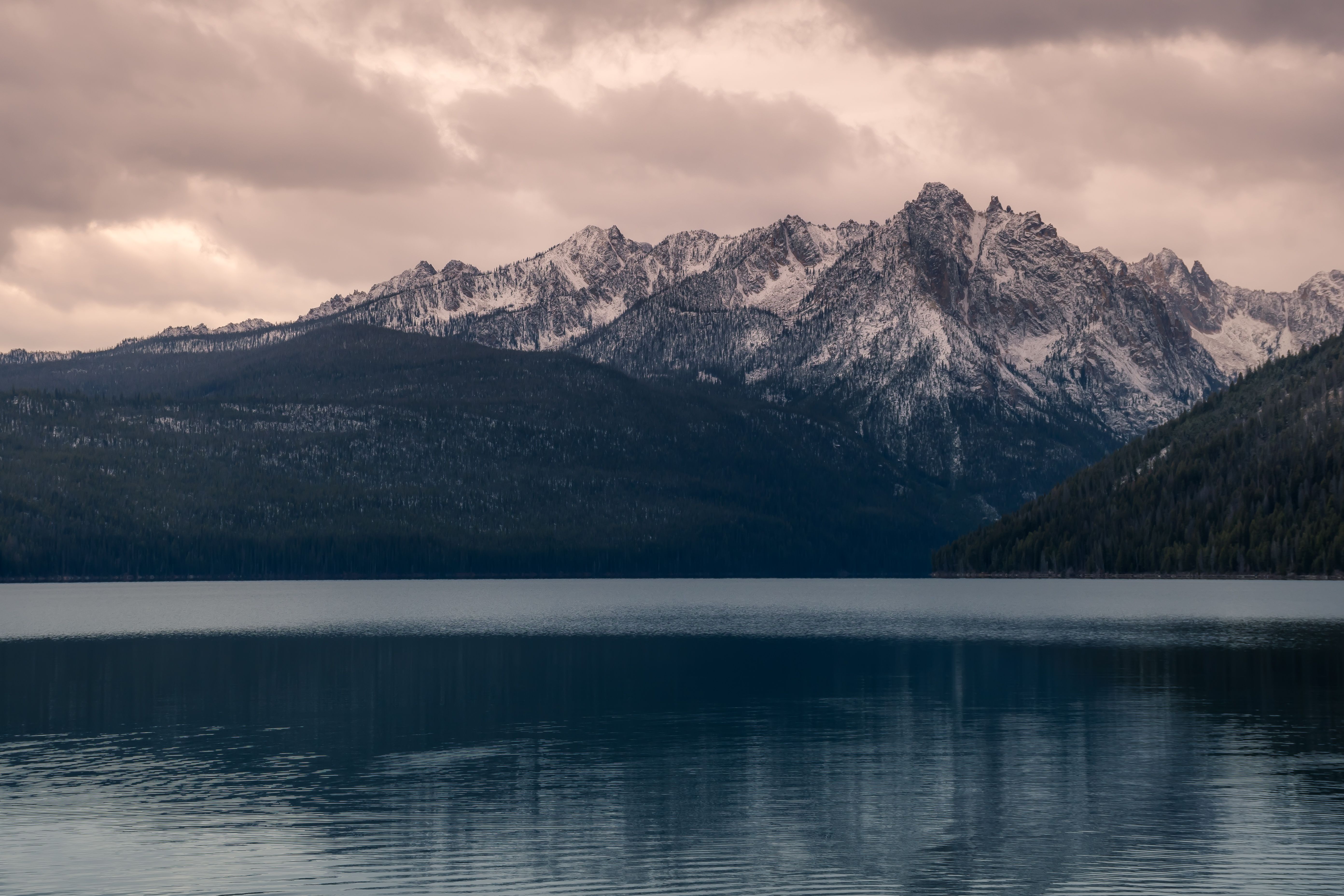 Sawtooth peaks reflected in an alpine lake
