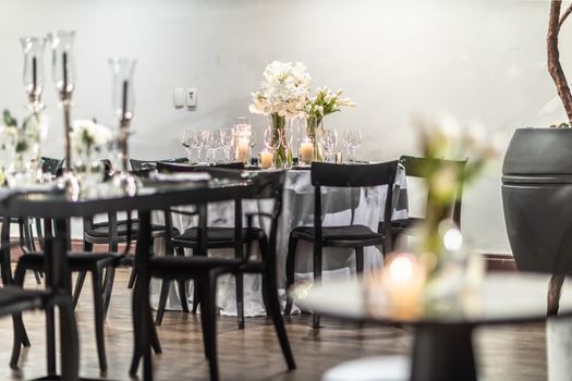 Candle Burning on Wedding Table