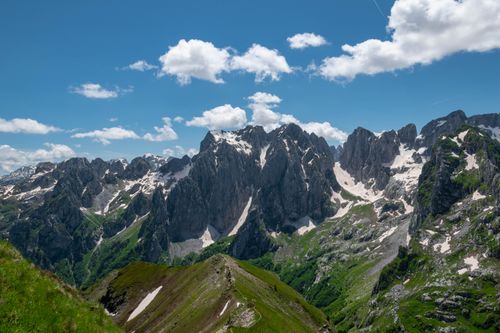 Free Spectacular mountain peaks in Podgorica, Montenegro under a bright blue sky. Stock Photo