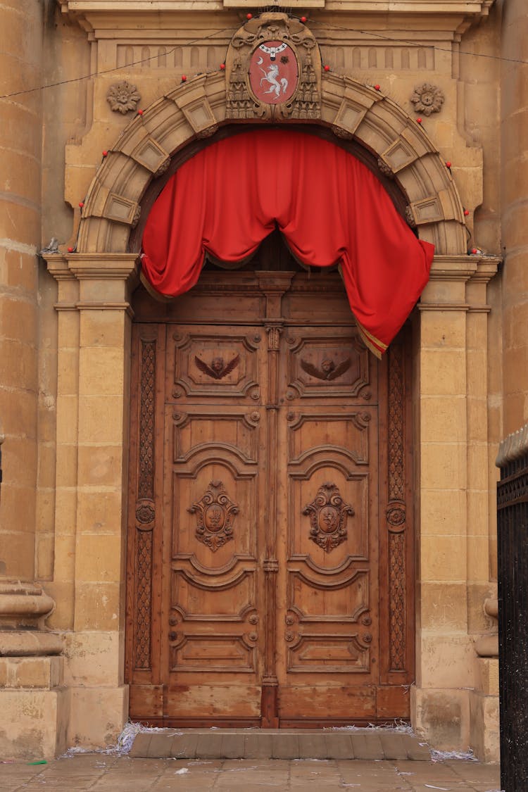 Ornamented Church Door In Valletta