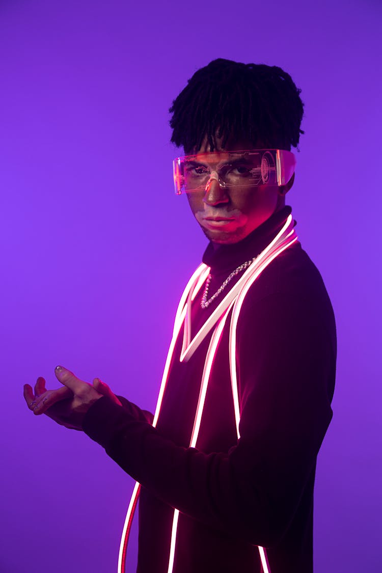 Young Man At A Futuristic Photoshoot 