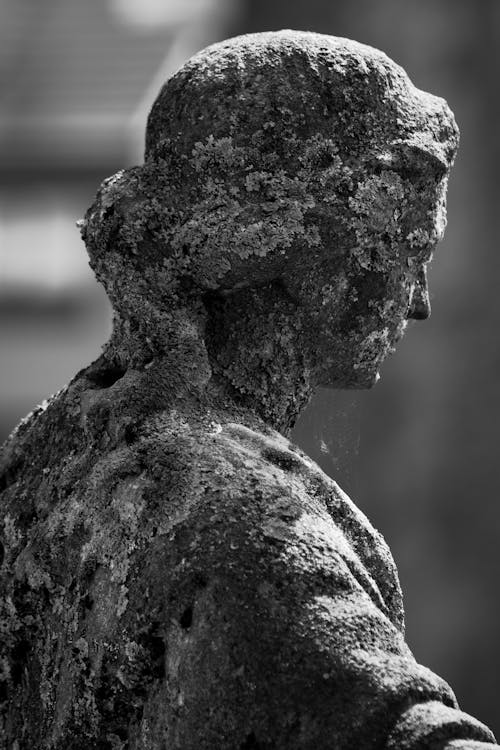 Stone Statue in Black and White