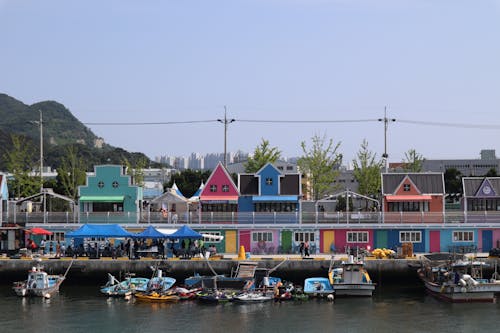 Boat Port with Colourful European-like Architecture