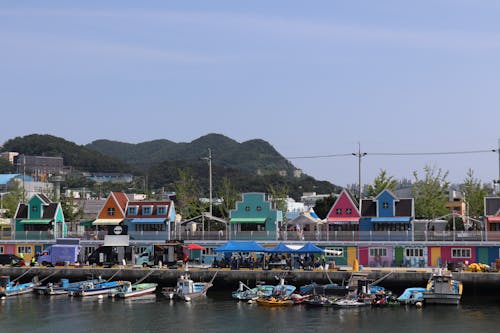 Boat Port with Colourful European-like Architecture