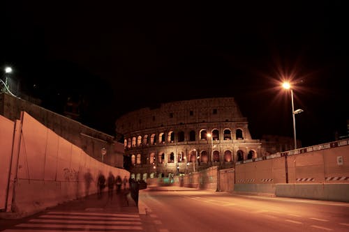 Illuminated Colosseum at Night