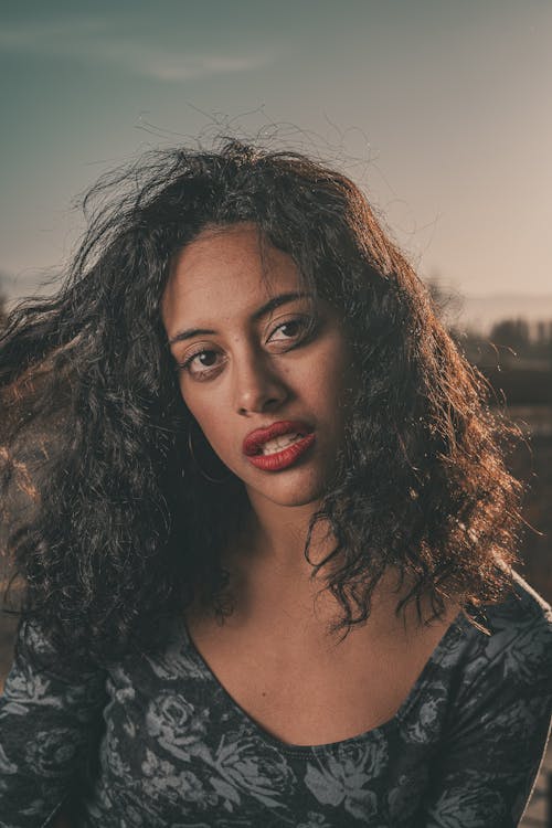 Portrait of Woman with Curly Hair 