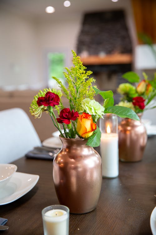 Bouquet of Tulips on a Table in a Dining Room 