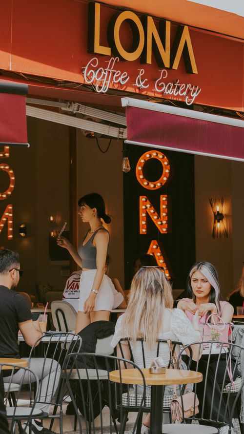 Free People enjoying a day at Lona Coffee & Eatery in Eskişehir, Turkey. Stock Photo