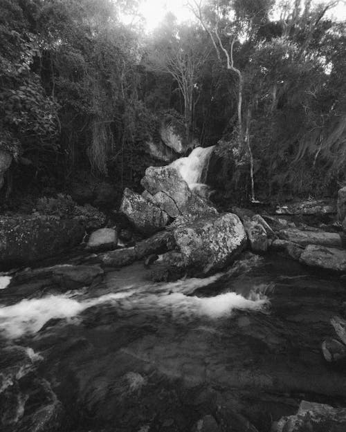 Rocks over Flowing Water in Stream