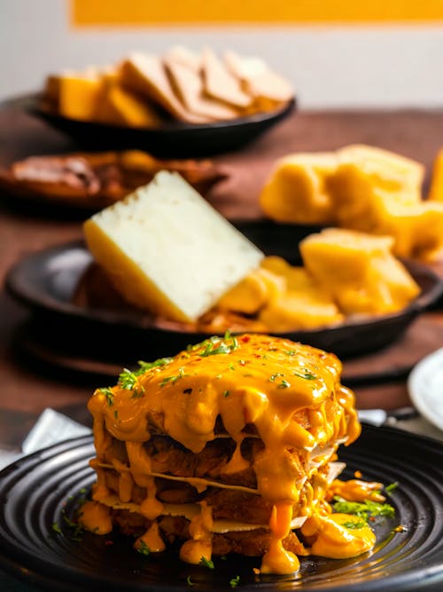 Toasts with Cheese Served in a Restaurant 