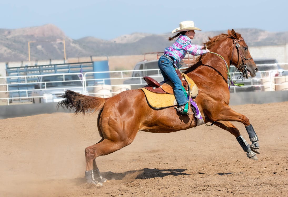 Girl Riding on Rodeo Horse · Free Stock Photo