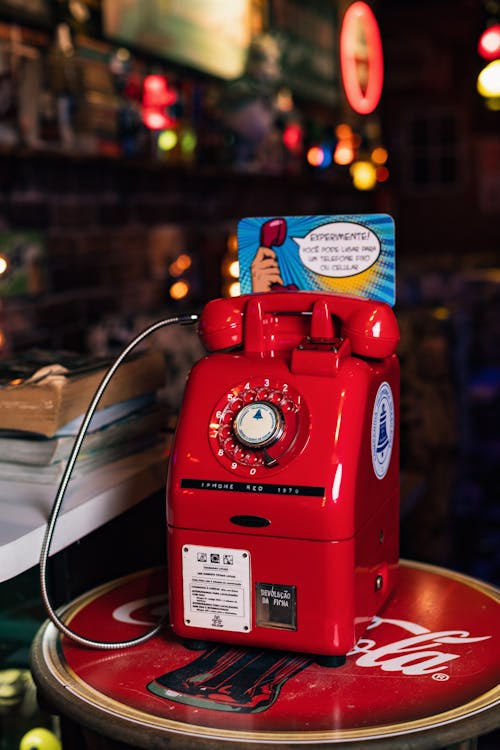 Red Vintage Telephone in Bar