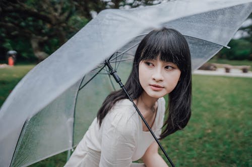 Woman with Transparent Umbrella