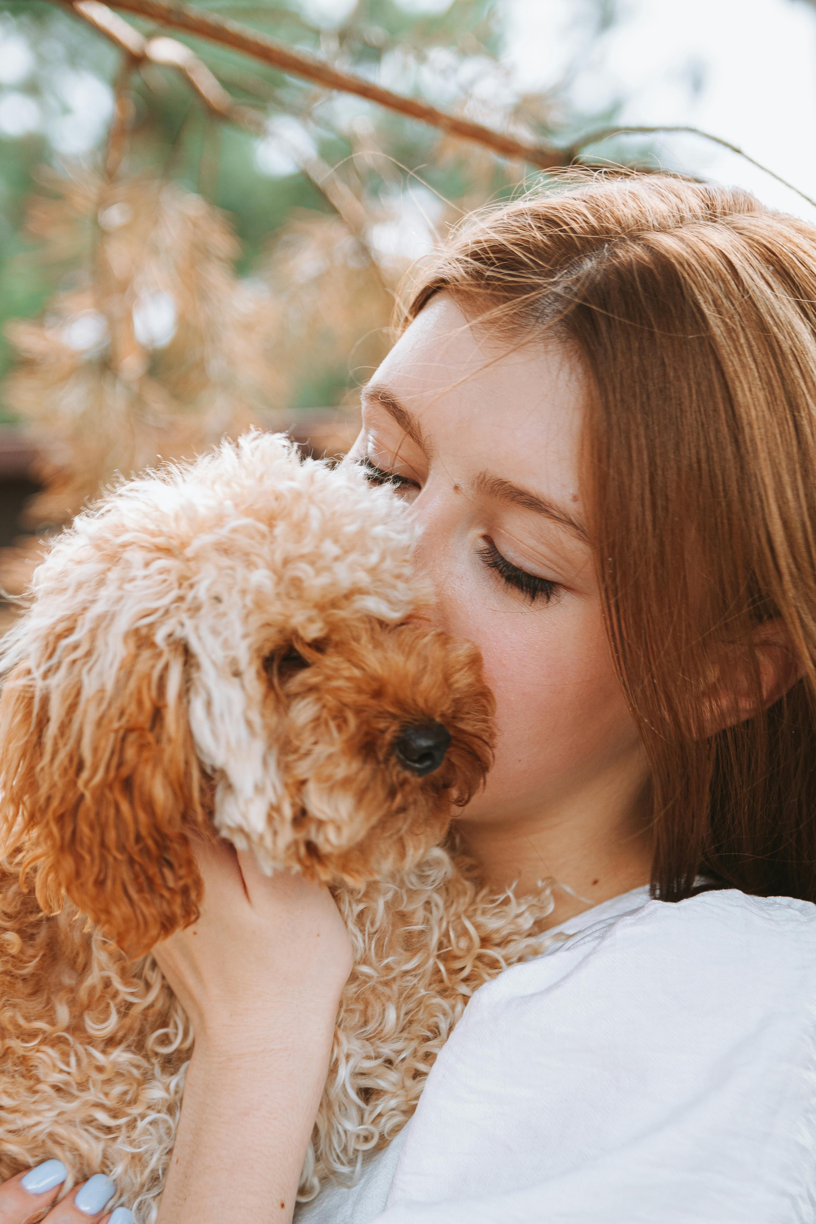 portrait of a girl with a dog