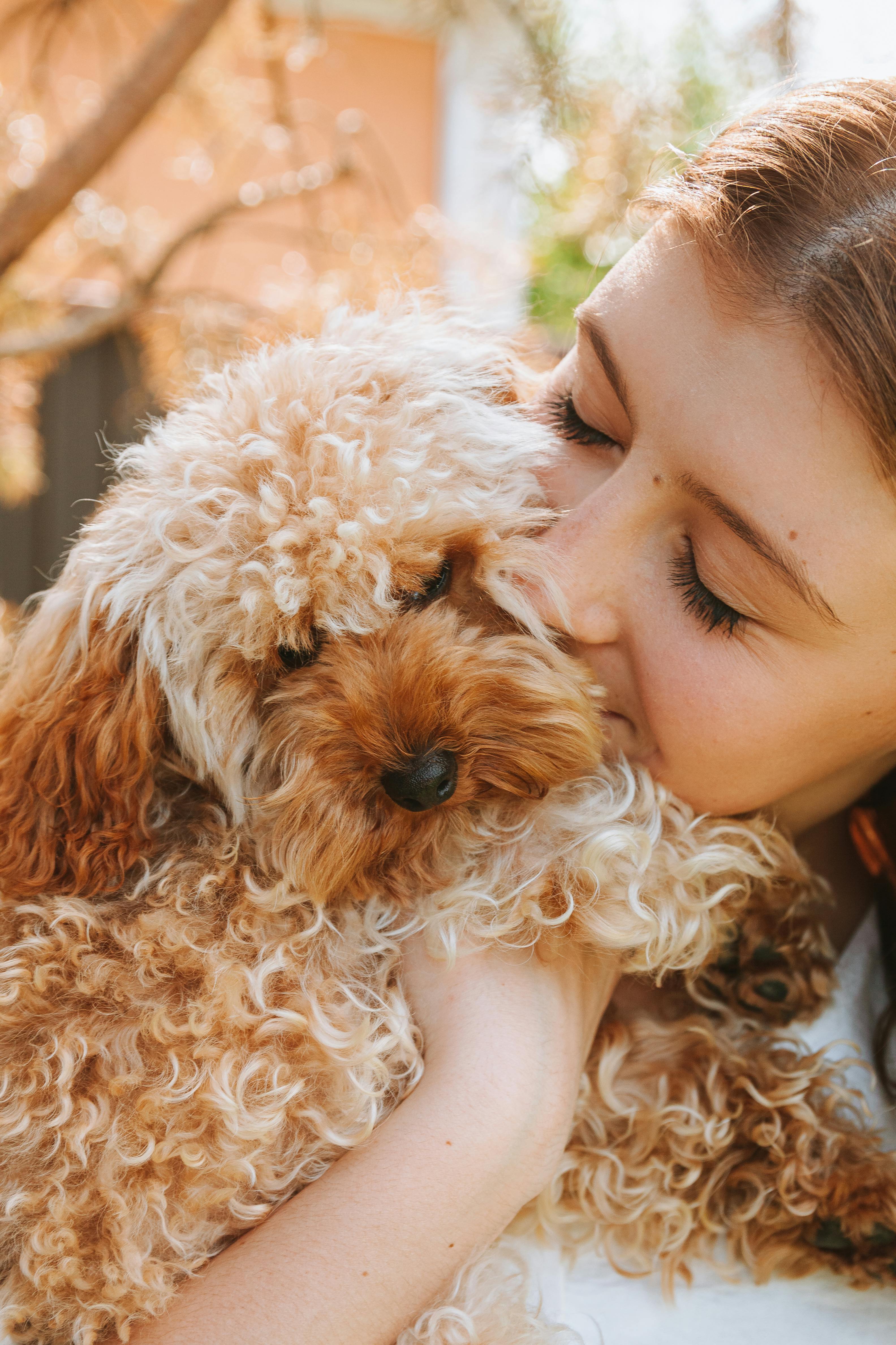 portrait of a girl with a dog