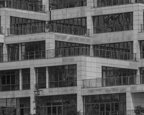 Building with Terraces in Black and White