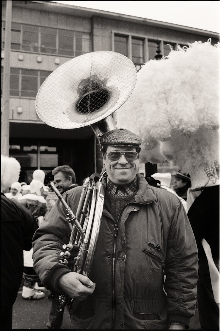 Smiling Man With Tuba On Parade