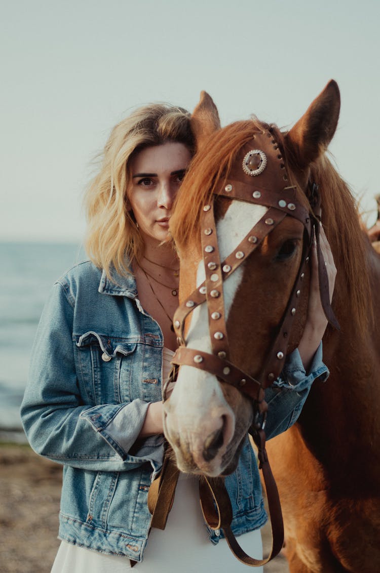 Woman Posing With Horse