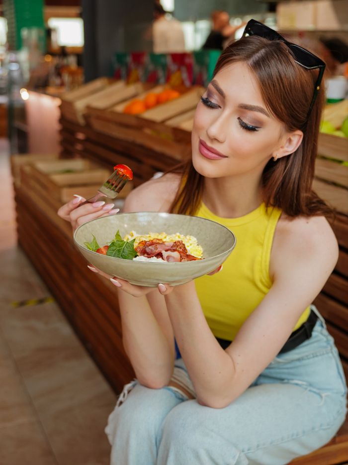 Woman enjoying a healthy meal