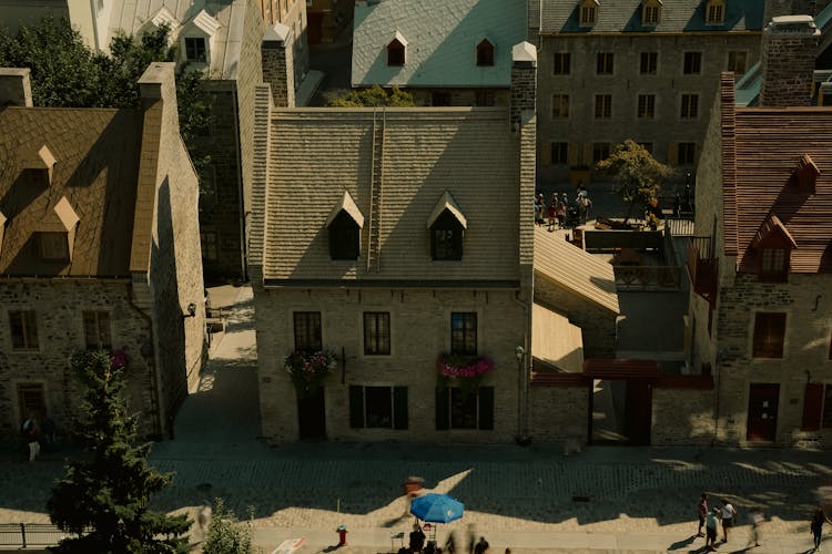 Aerial View Of The Houses At Royal Square In Quebec, Canada 