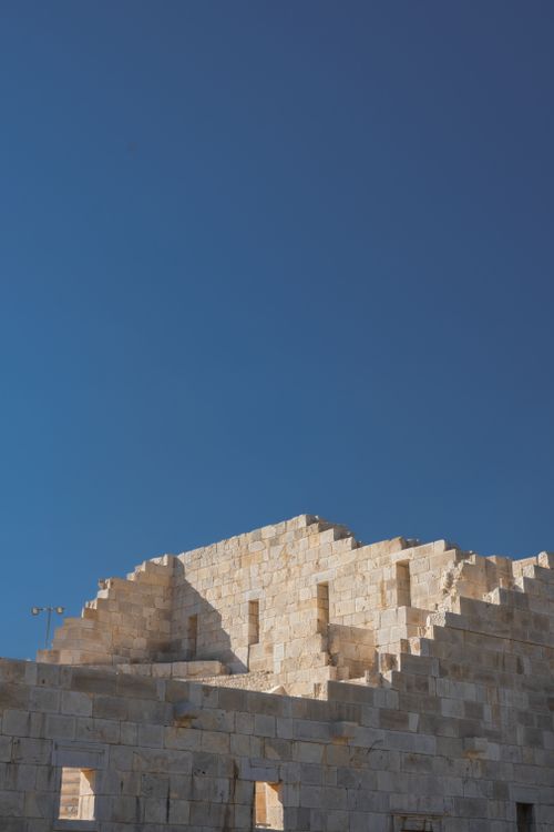 Free Historic stone ruins with clear blue sky, perfect for travel and architecture themes. Stock Photo