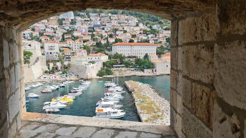 Boats in a Harbor in Dubrovnik