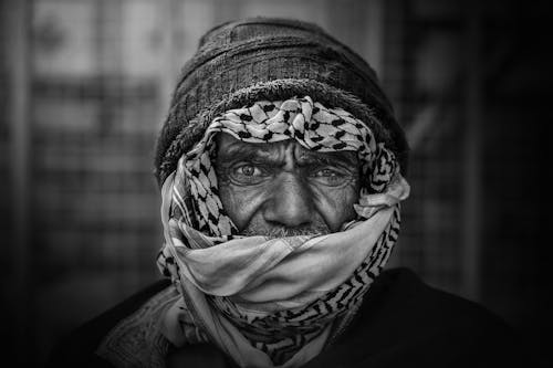 Portrait of a Man with a Turban in Black and White 