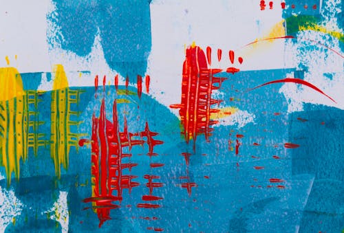 Free White, Blue, and Red Abstract Painting Stock Photo