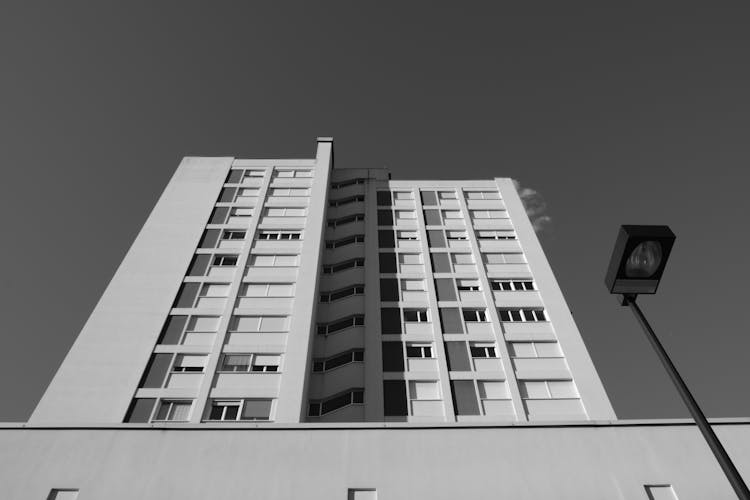 Tall House Building In Black And White