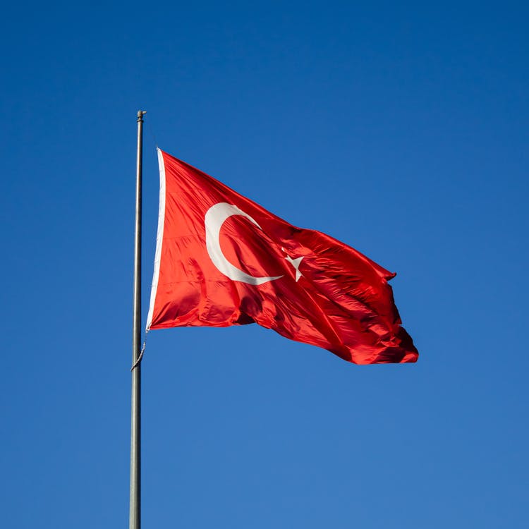 Turkish Flag On Flagpole