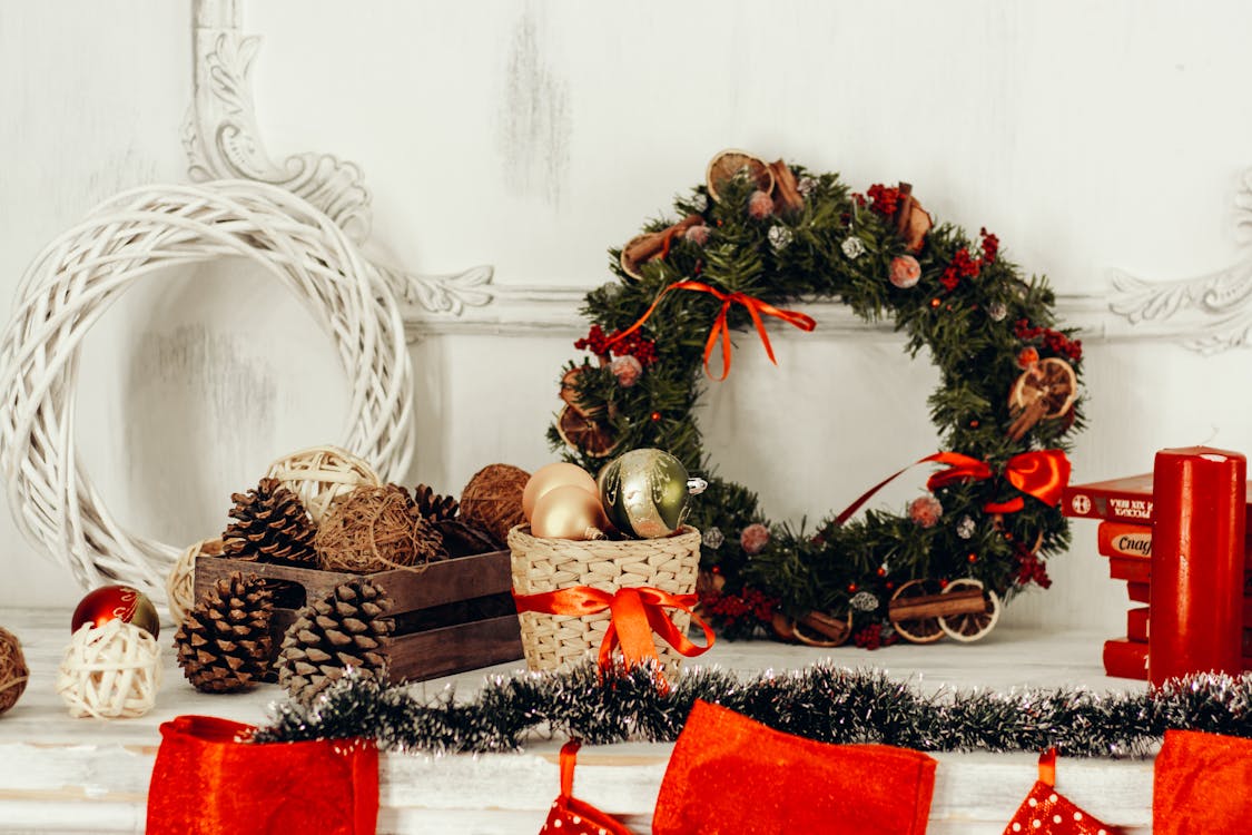 Christmas Wreaths and Pine Cones