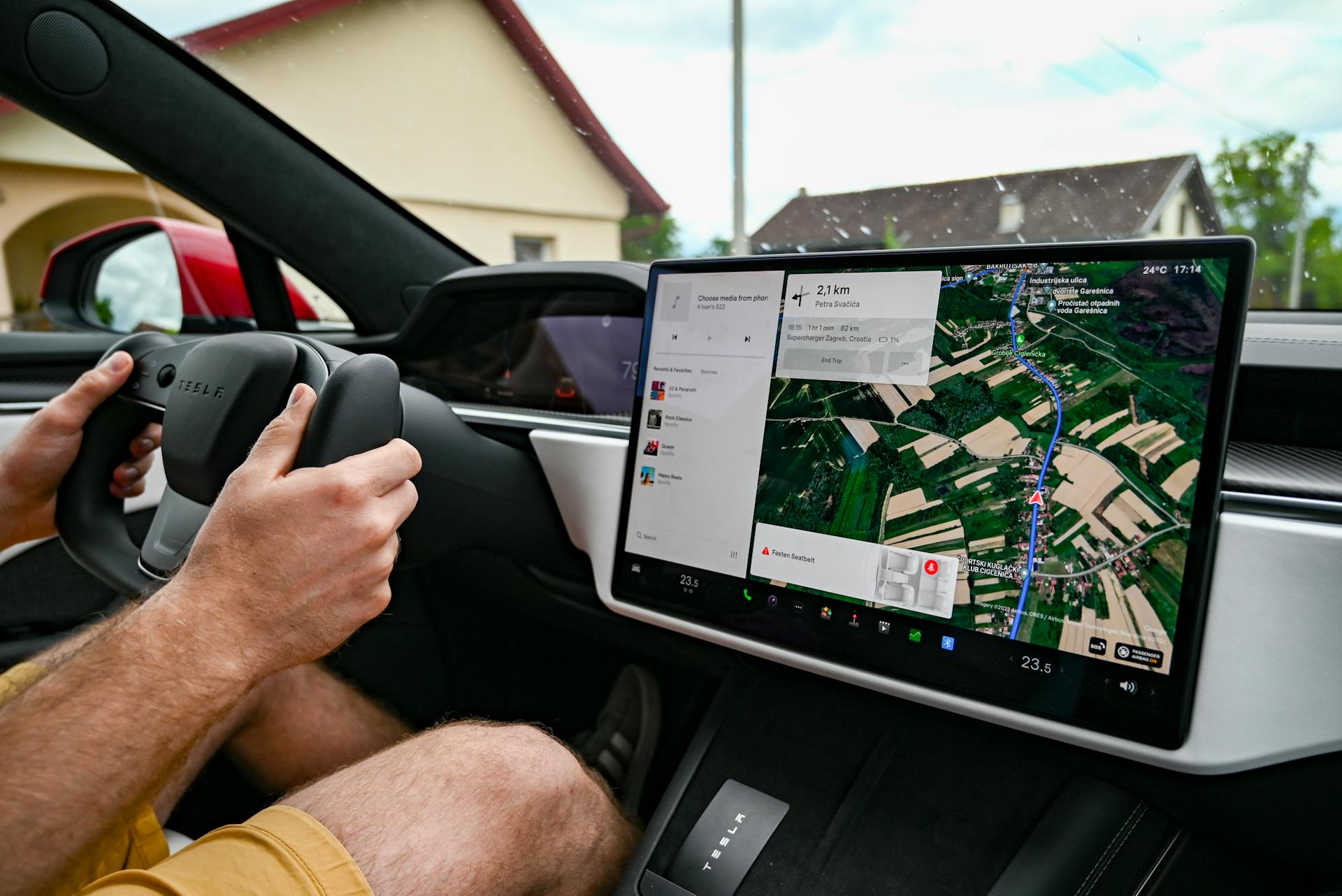 GPS on Screen in Tesla Car